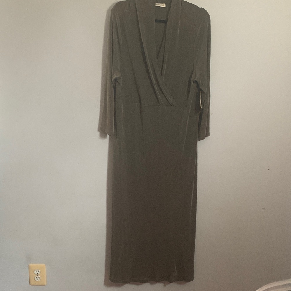 Coldwater Creek Dark Olive Long Sleeve Dress
